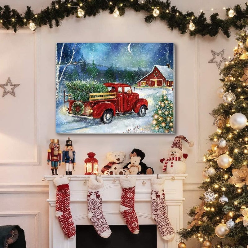 VIGEGU 4 Pack Christmas Paint by Numbers Kit for Adults with Framed,Snowman Truck Candle Christmas Tree Paint by Number with Wooden Easel DIY Winter Bonfire Landscape Adult Paint by Number Kits10X12-10x10in - Image 4